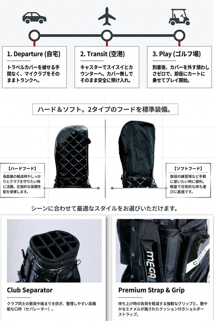 MEGA JAPAN ハードケース キャディバッグ MGCB-9239 エナメルモデル